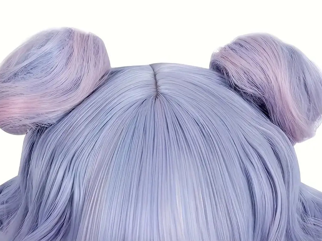 “Alaze” Anime-Inspired Synthetic Wig with Double Buns - Viscose, Heat Resistant