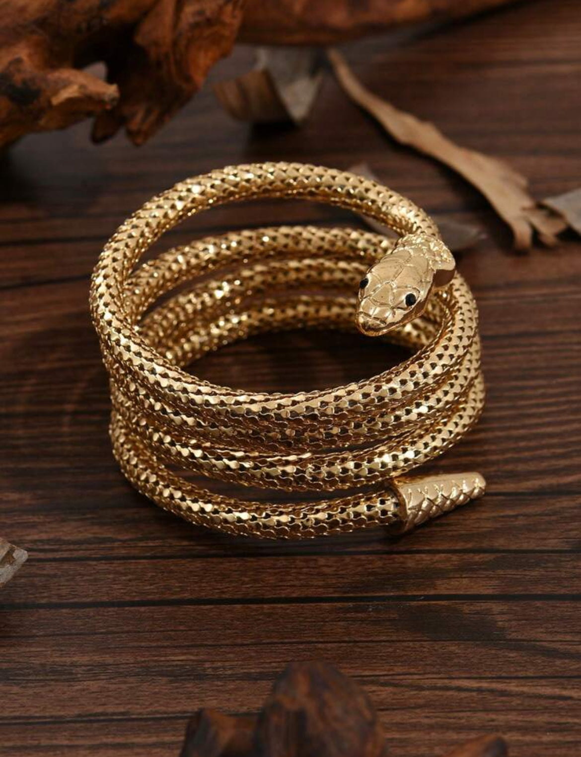 Snake Wrap Around, Connected Finger Bracelet, 1Pc Metallic Gold