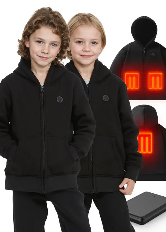 Kids Heated Hoodie Jacket, Full-Zip With 5V Battery Pack