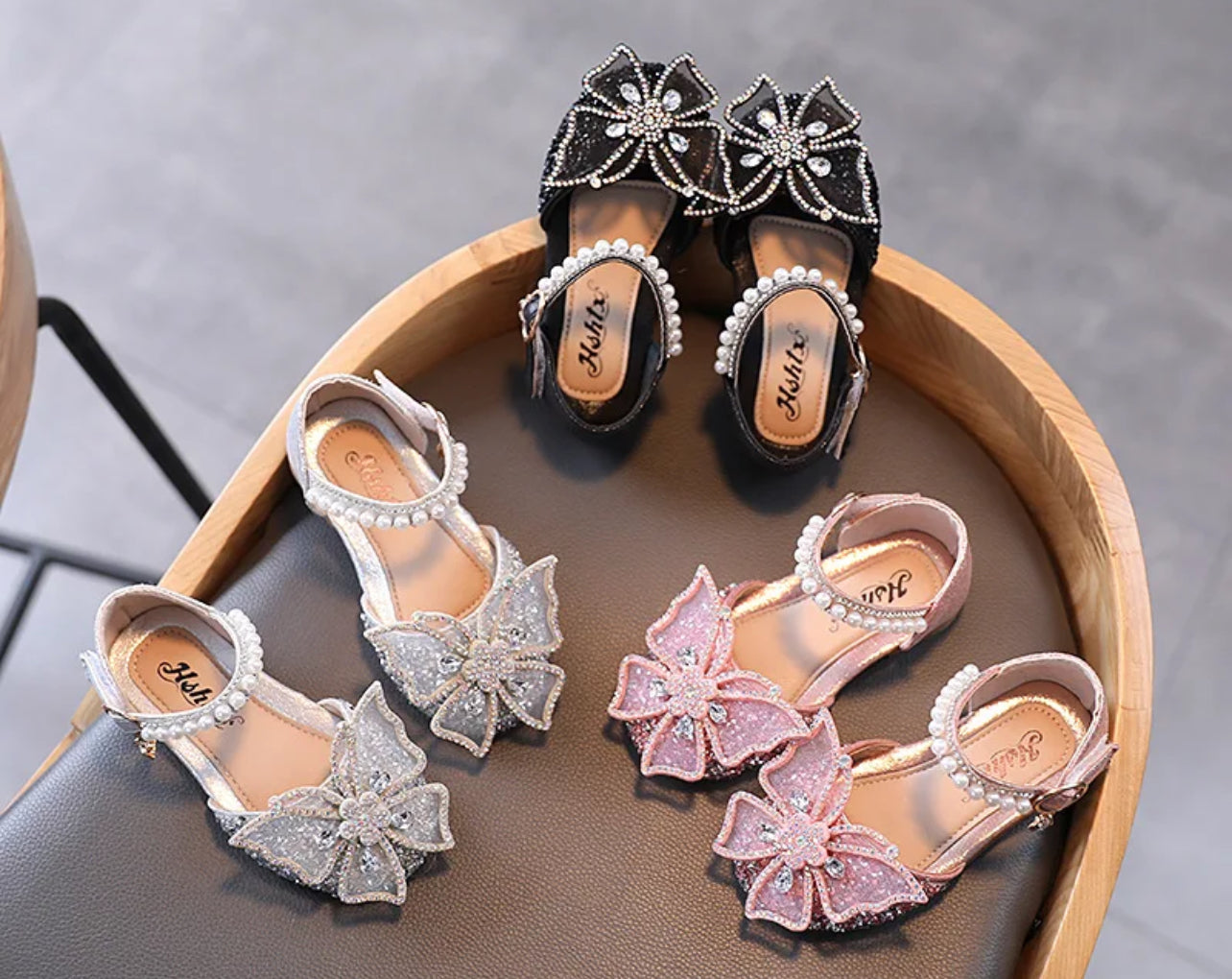Sequins Rhinestone & Bows Girls Princess Shoes, Glam ✨ Babies Collection