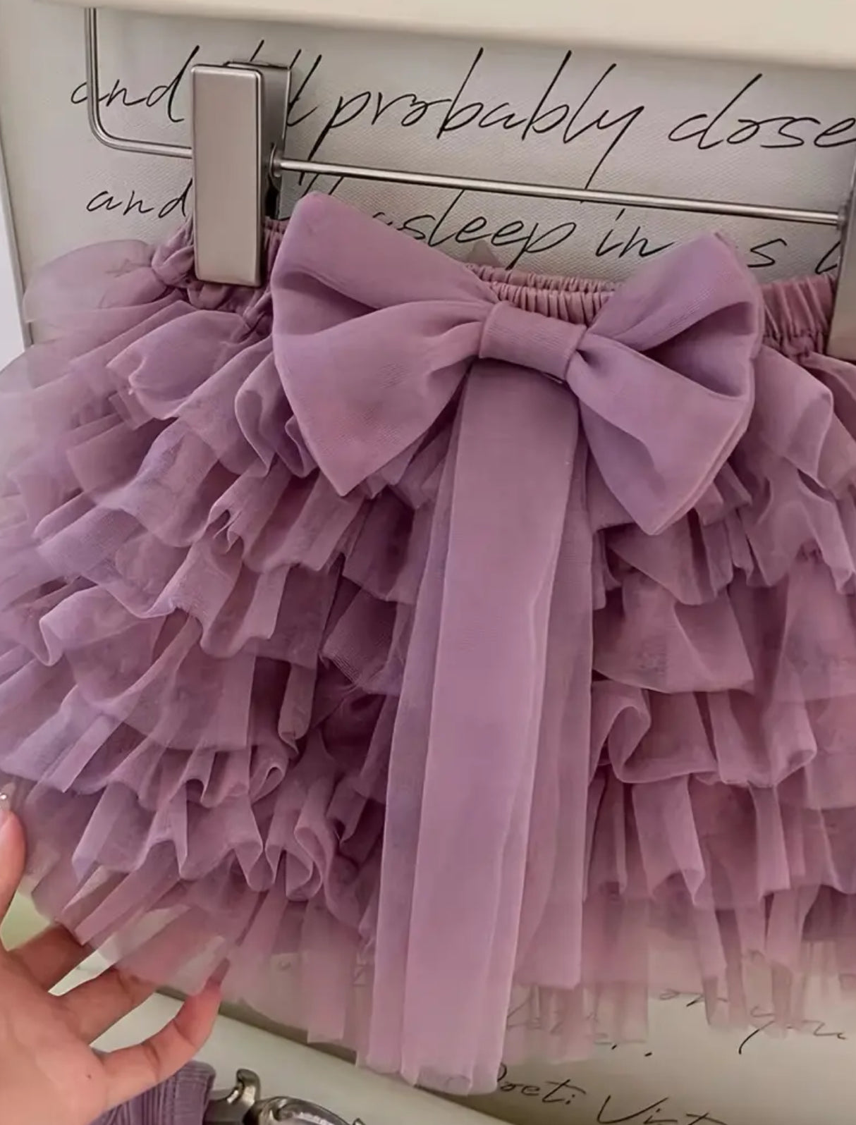 “Lilac” Ribbed Top, Bow Accent + Multi-Layer Mesh Tutu Skirt, 2-Piece