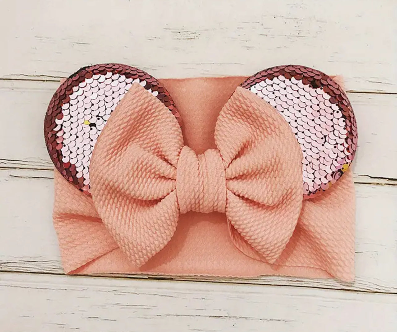 Lazo de lentejuelas de Minnie Mouse, banda para el cabello