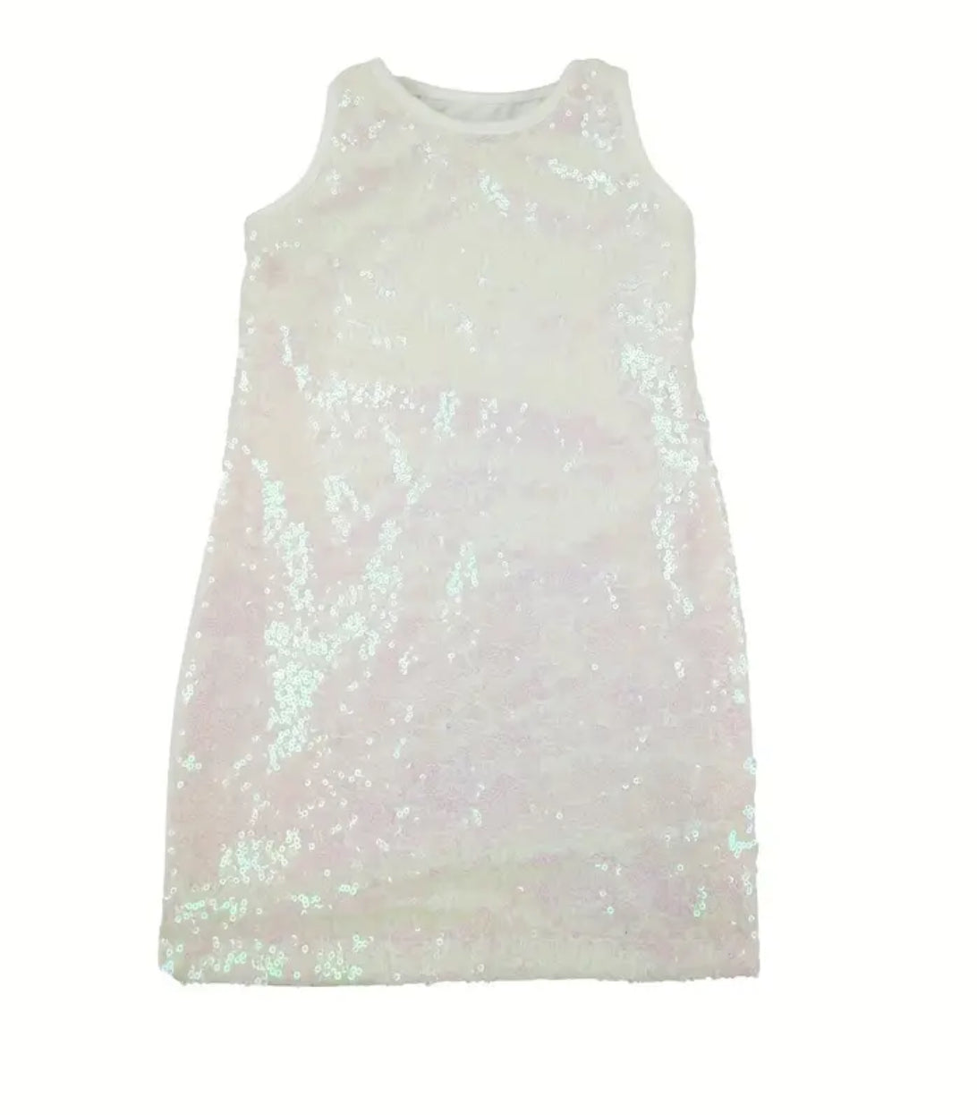 Glittering Sequin Decor, Sleeveless Dress For Girls