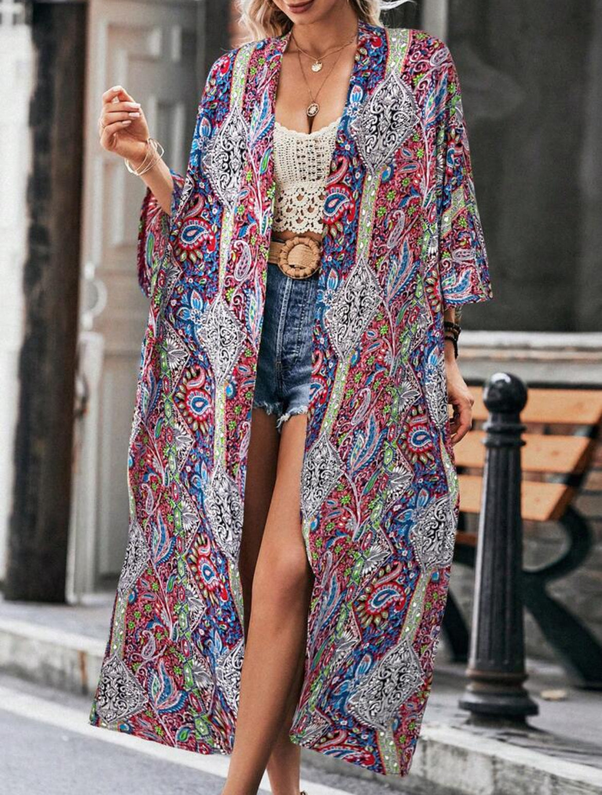 Women's Maxi Length Kimono | Beach Cover Up