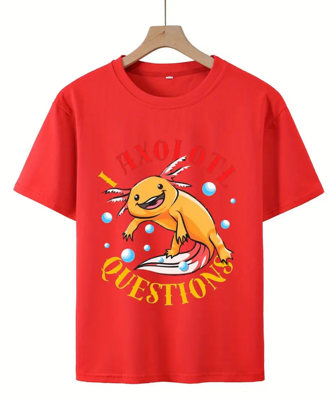 “I Axolotl Question” Boy's And Teenager's T-shirt, Casual Short Sleeve