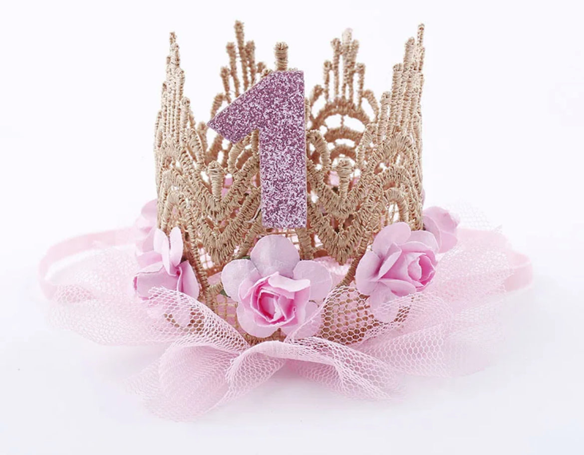 1st Birthday Crown, Flower Princess Headband