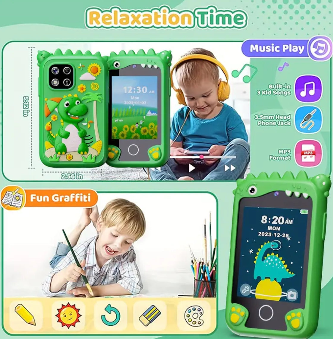 Kids Smart Phone Toys, Touchscreen HD Dual Camera Cell Phone For Kids