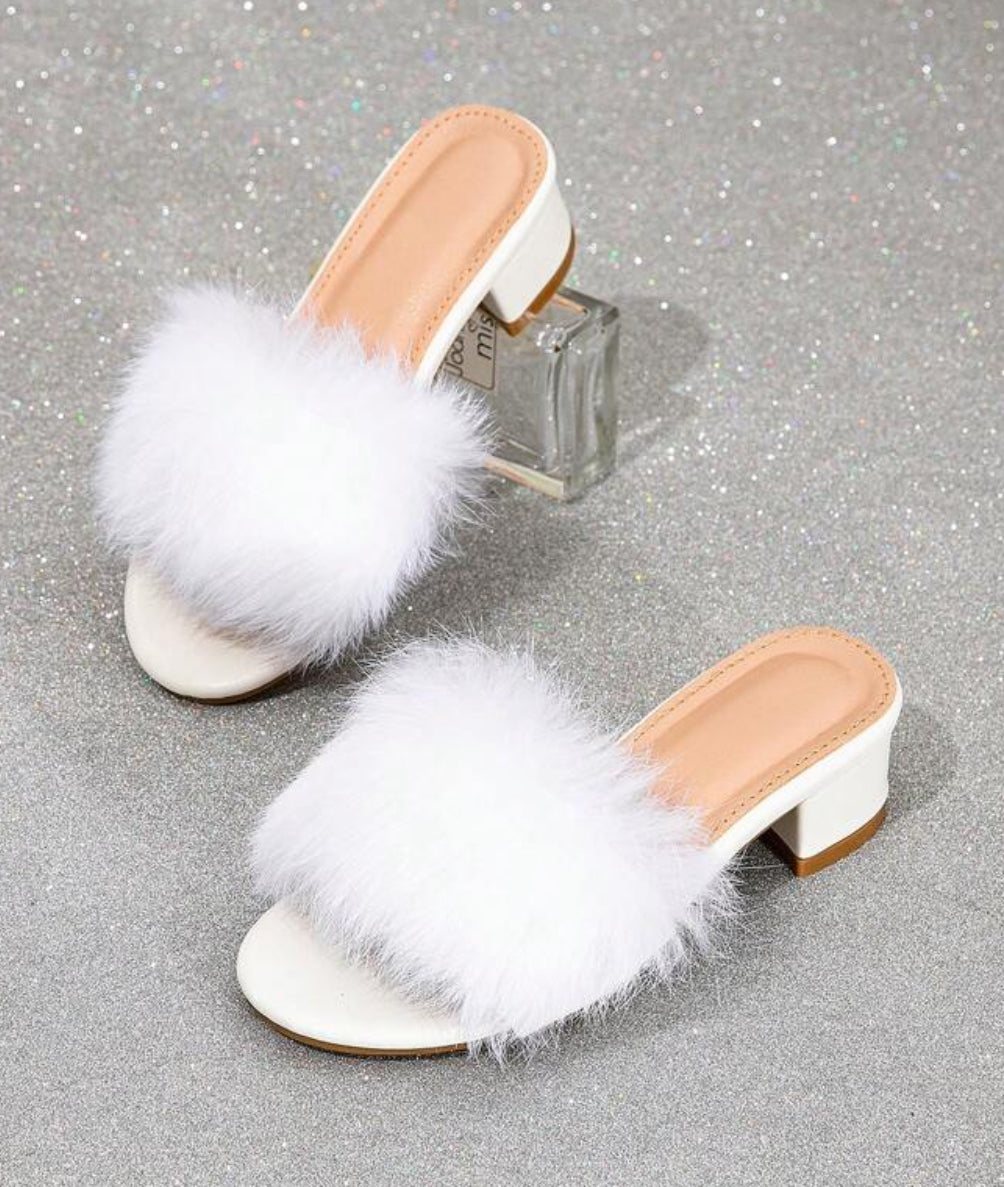 Girls “Plush Luxury” Fashionable High Heel Slippers