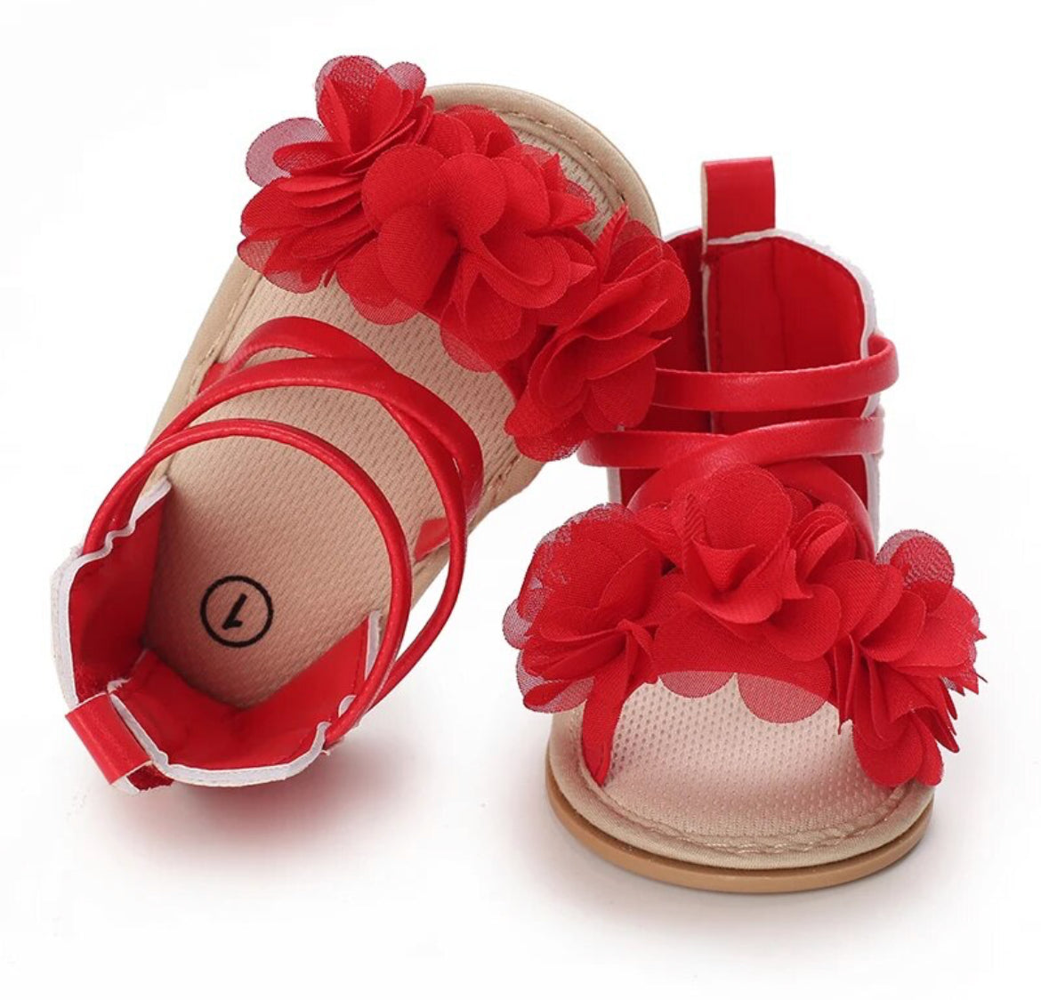 Baby Girl Fashion Sandals, Soft Rubber Sole Anti-Slip, Flower Lace 0-18M, Glam ✨ Babies Collection