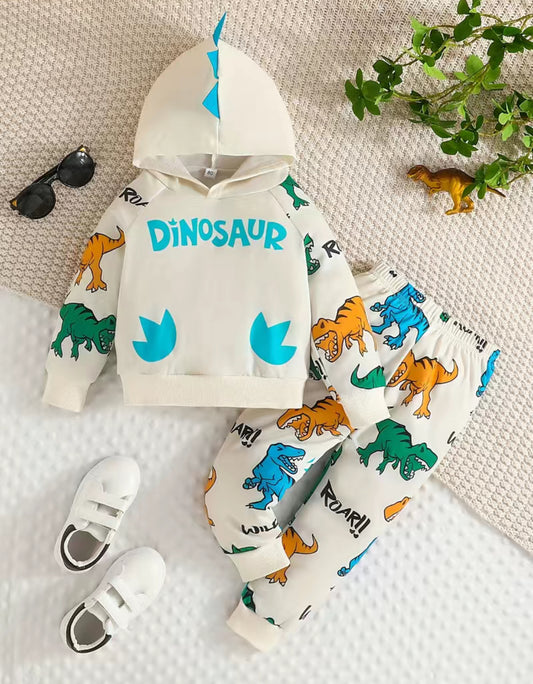 Baby Boys, Dinosaurs Long Sleeve, Hooded Sweatshirt, Pants set