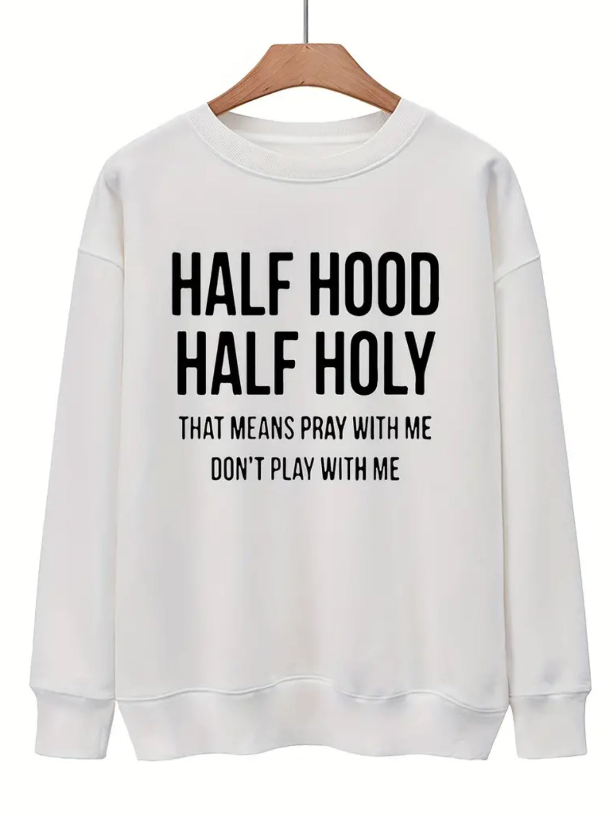 Women's Letter & Cross Print Pullover Sweatshirt - Worship