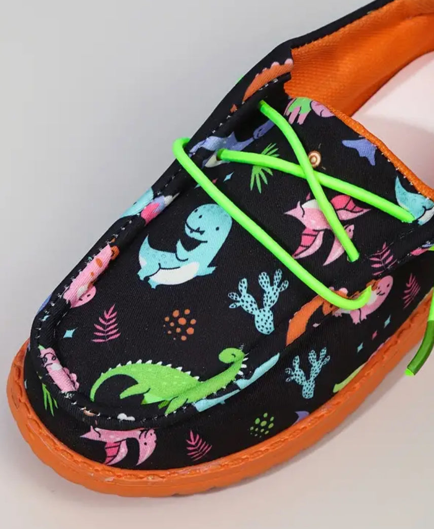 Casual Cute Cartoon Dinosaur Loafer Shoes For Kids