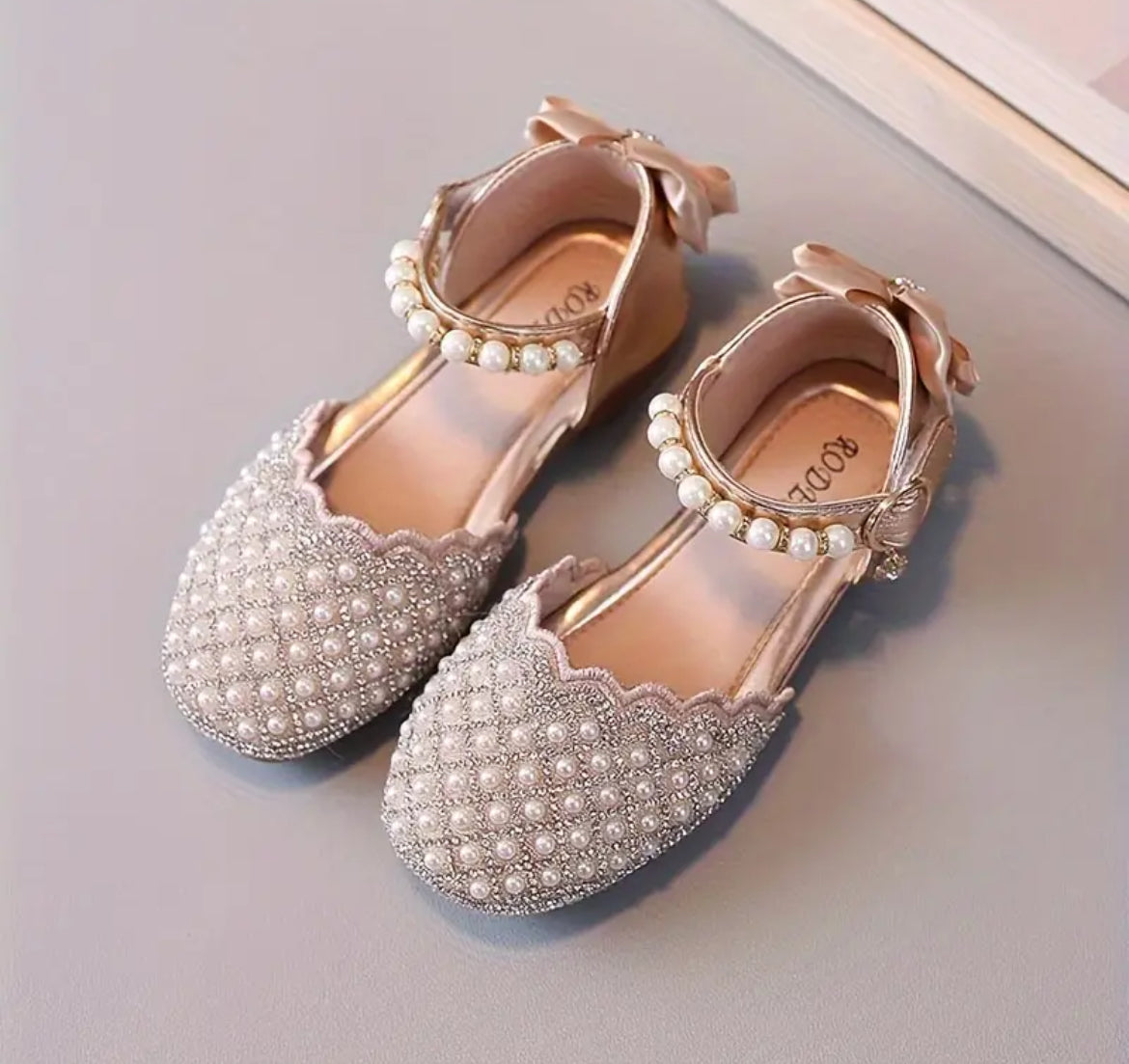 Glam ✨ Babies Collection, Girl's Low Heel, Bowknots Pears & Rhinestones