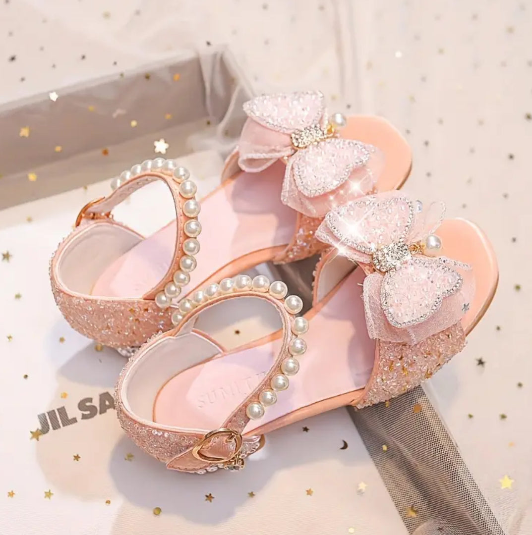 “Trendy Bowknot Pearls” Open, Elegant Flats For Girls