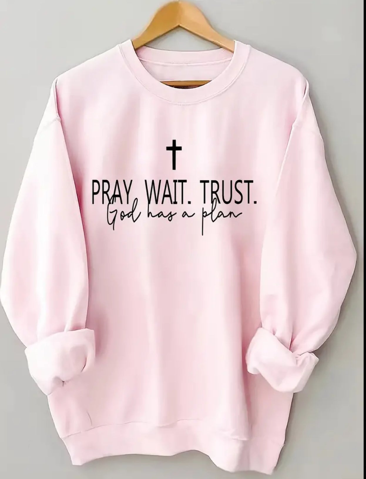 Women's Letter & Cross Print Pullover Sweatshirt - Worship