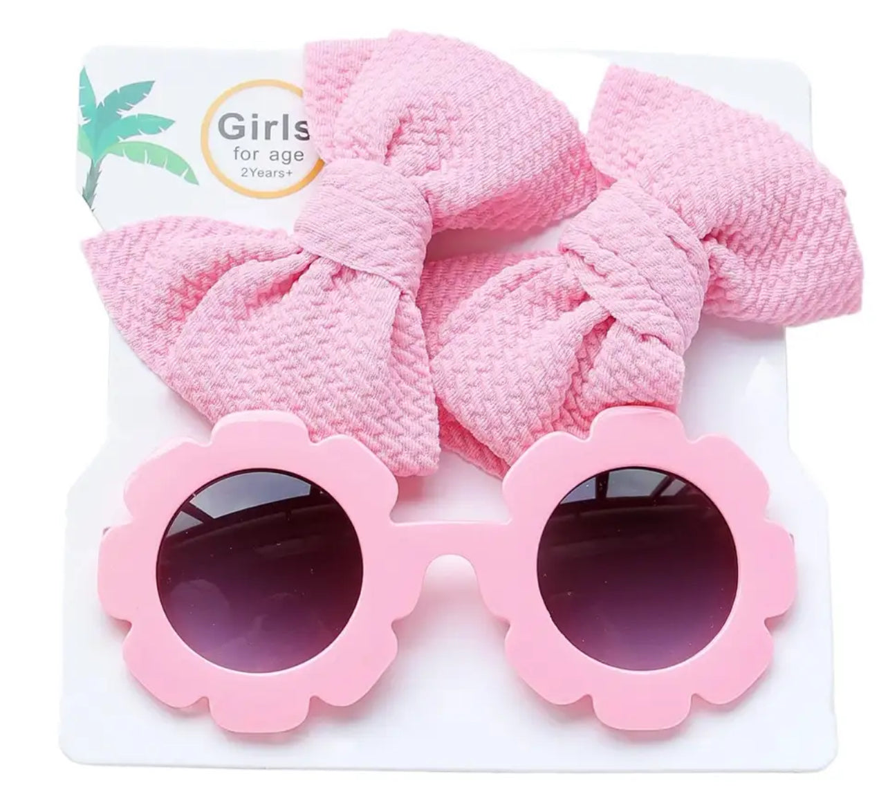 Conjunto de gafas de sol y lazo para el pelo para niña, protección ocular contra los rayos UV