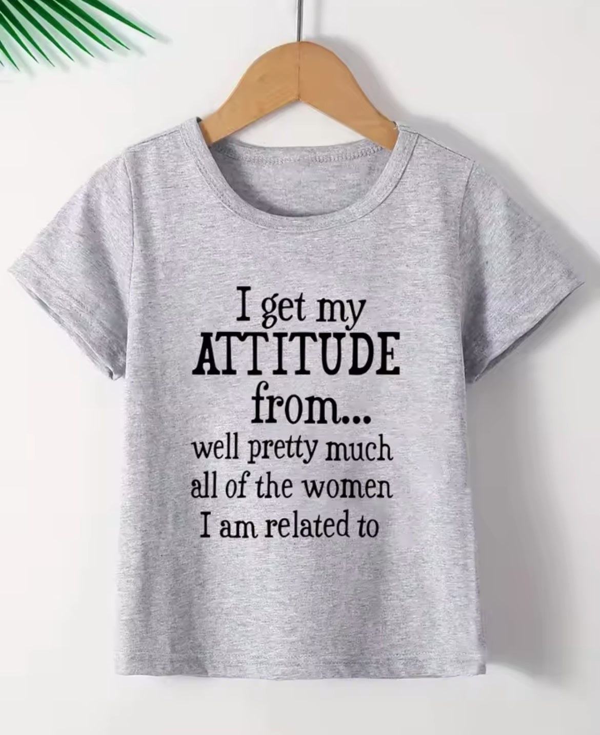 Camiseta informal de cuello redondo para niños y niñas “I get my Attitude”