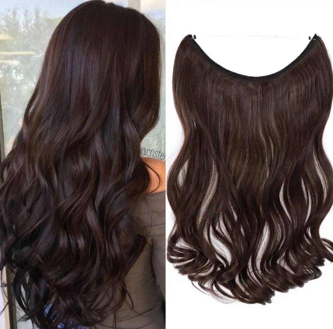 Invisible Hair Extensions, Secret Hidden Wire, Long Wavy Hair Pieces