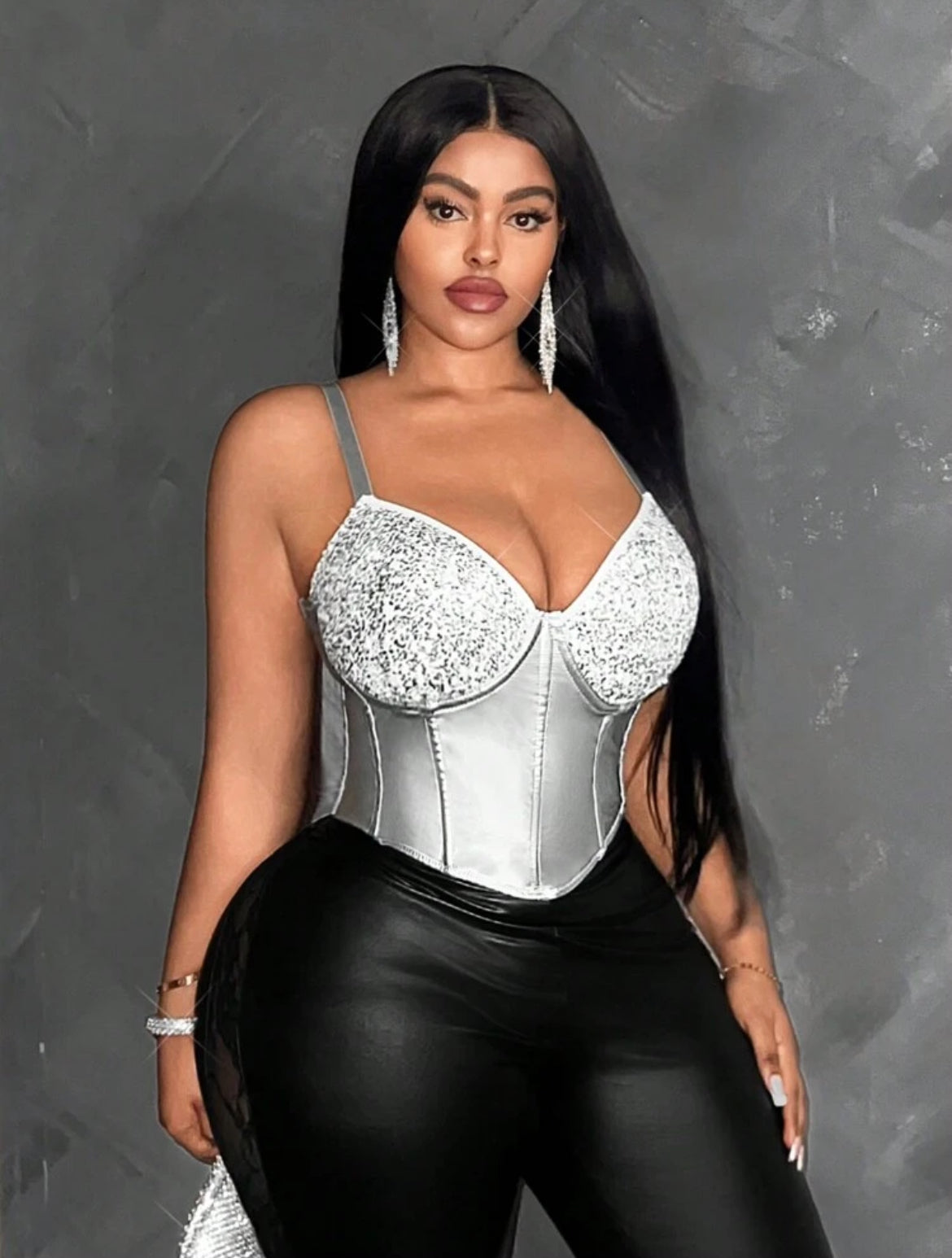 Posh 💋 Plus Size Slim Fit Sequin Strap Camisole