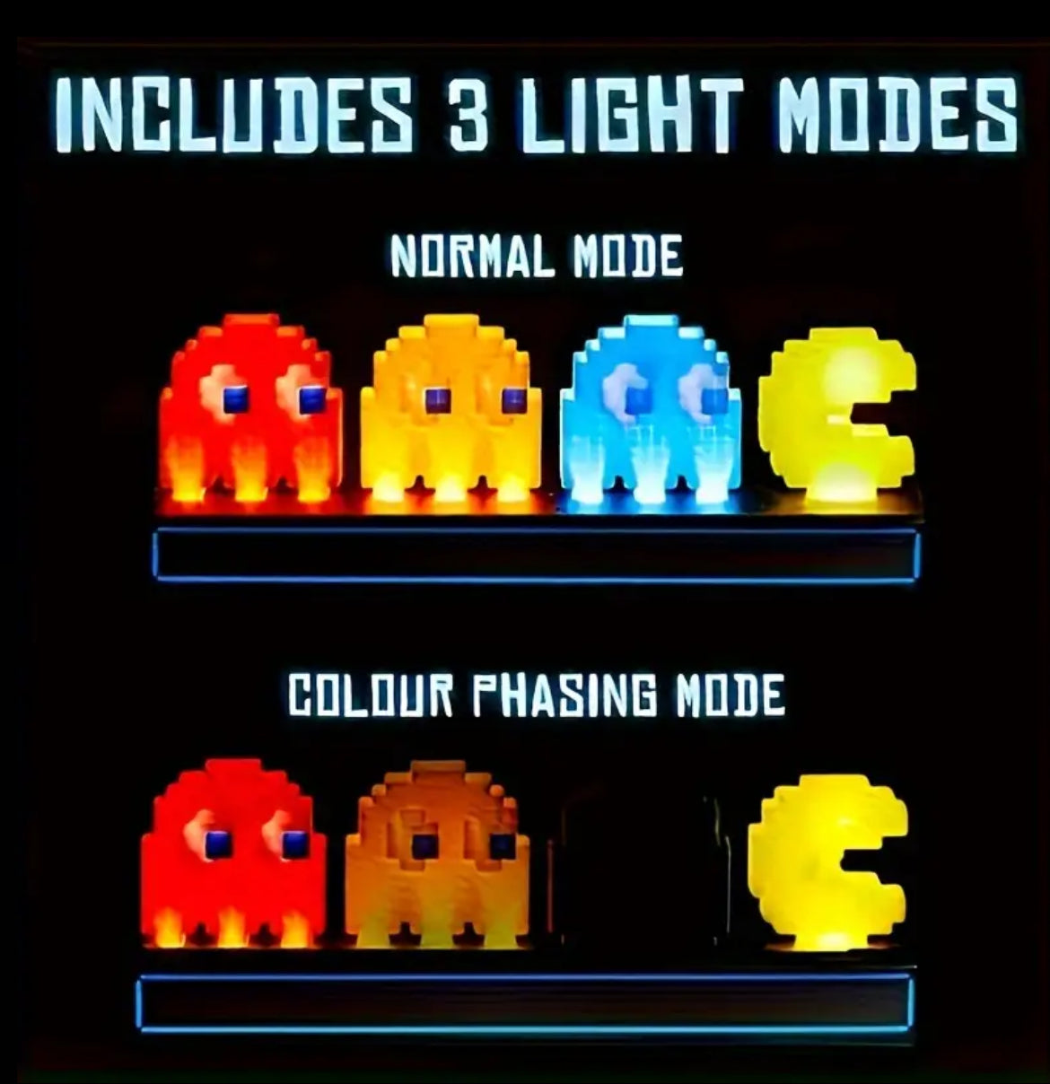 Pac-Man Pixel, i kontrolluar me zë, llambë LED që ndryshon ngjyrën, me energji USB