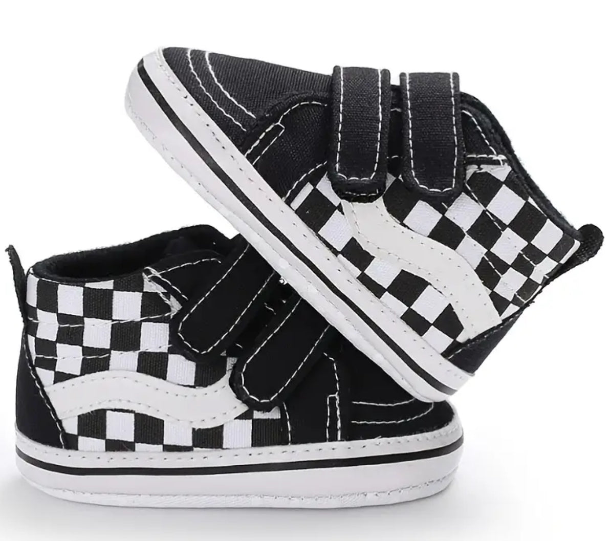 “Plaid Canvas” Casual Soft Sole Non-slip, High-top, Toddler Shoes