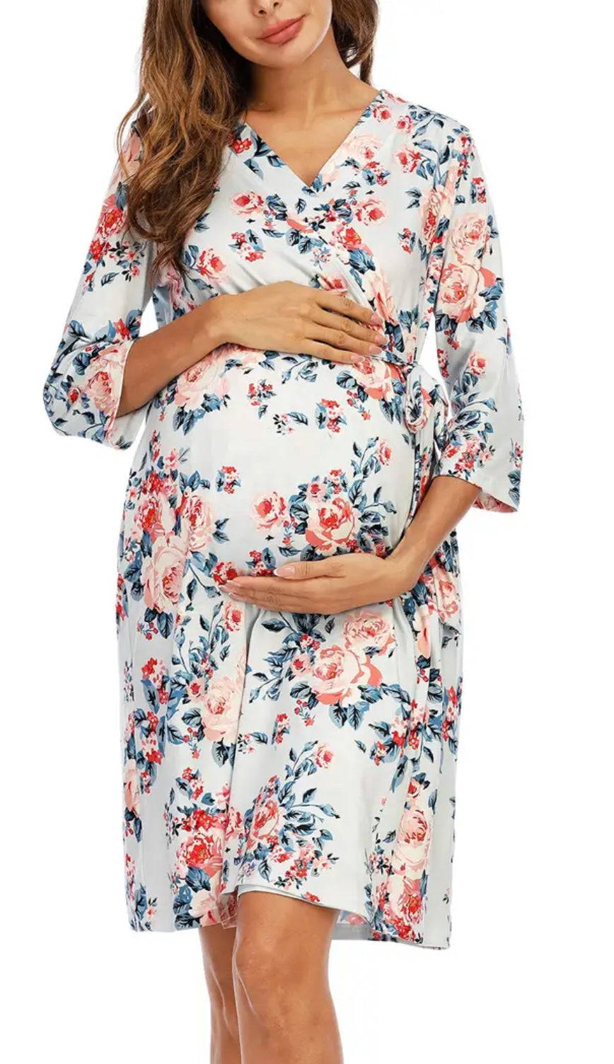 “Hospital Floral Elegant Robe” Delivery, Nursing, Maternity Sleepwear