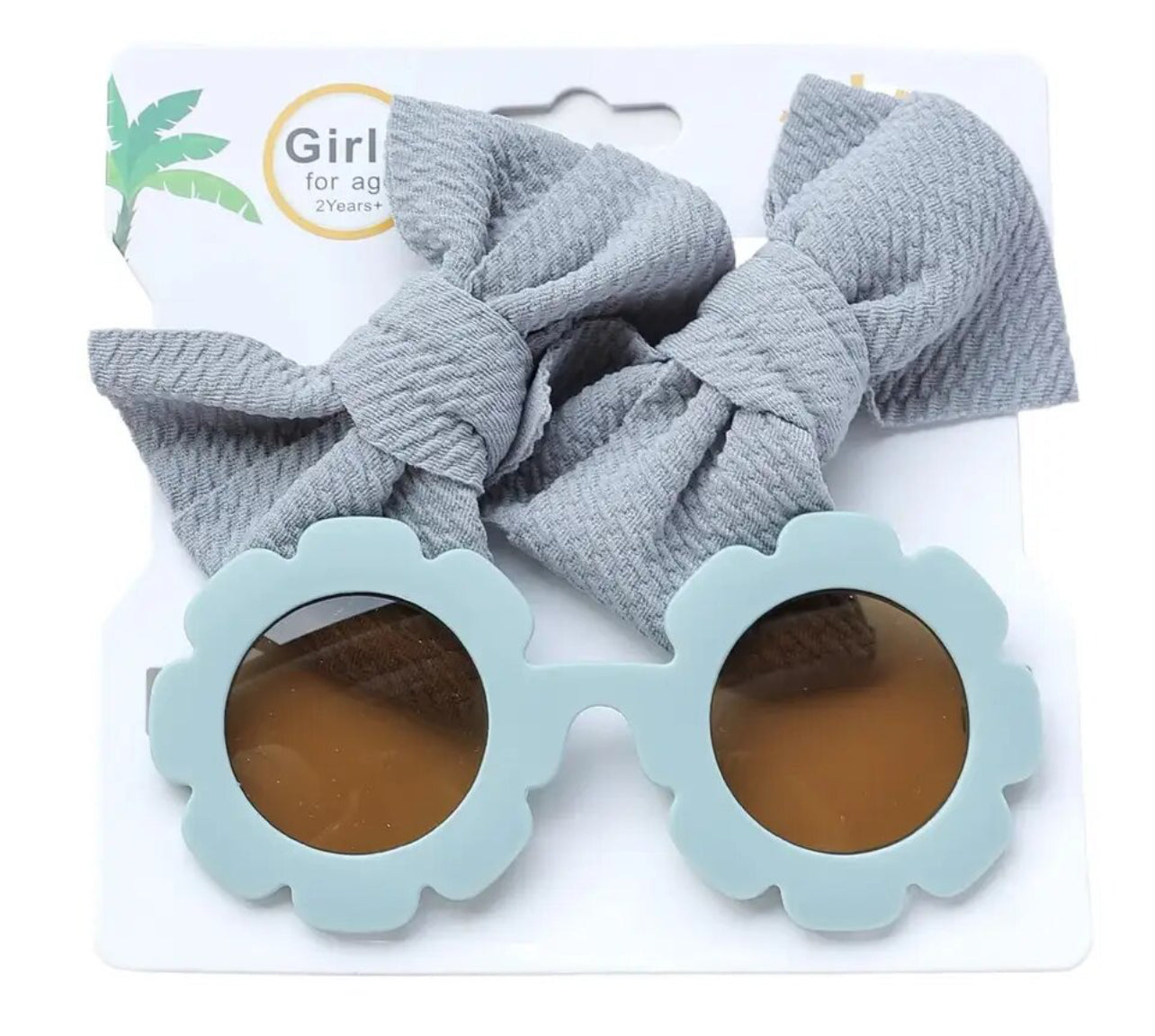 Conjunto de gafas de sol y lazo para el pelo para niña, protección ocular contra los rayos UV