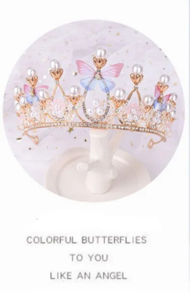 Butterflies & Pearls Crystal Princess Tiaras, various styles