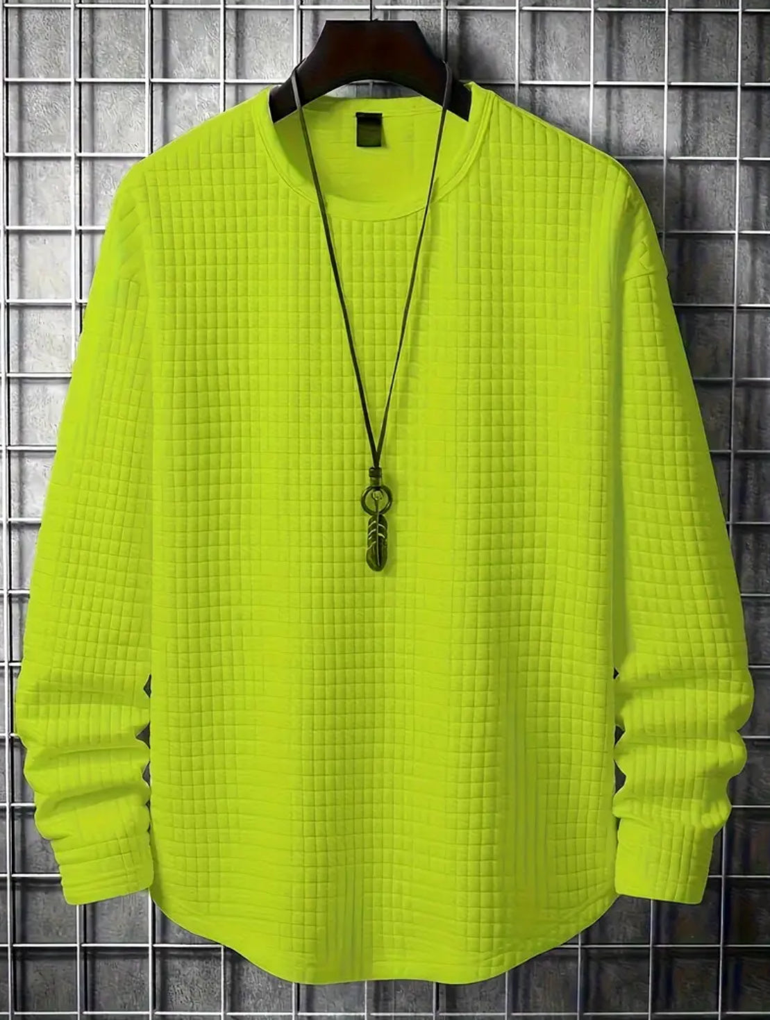 Men's “Neon U” Casual Crew Neck Long Sleeve Shirt, Pullover Top