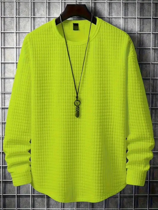 Men's “Neon U” Casual Crew Neck Long Sleeve Shirt, Pullover Top