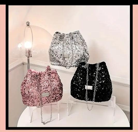 Bolso bandolera tipo cubo con lentejuelas brillantes, colección Posh 💋