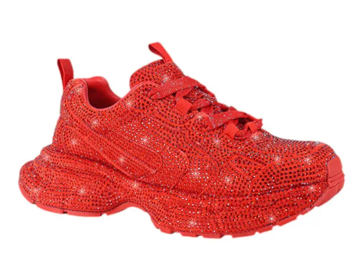 Women’s Chunky Platform “Rhinestone Life” mesh Sneakers