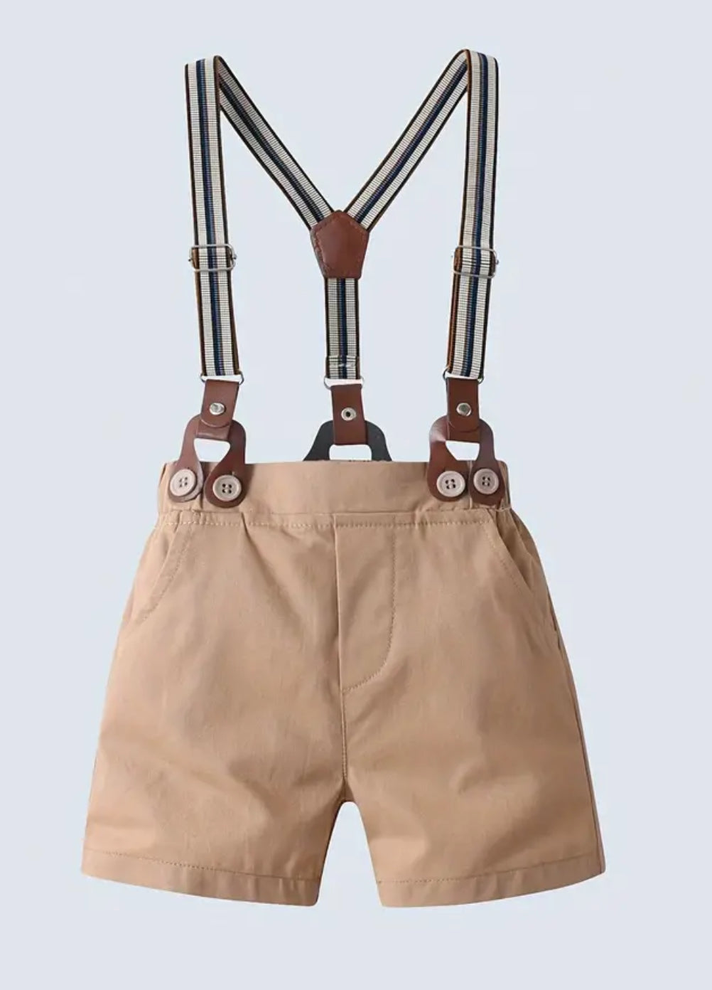 Baby Boys Gentleman Bow Tie & Khaki Shorts - Stylish Casual Wear