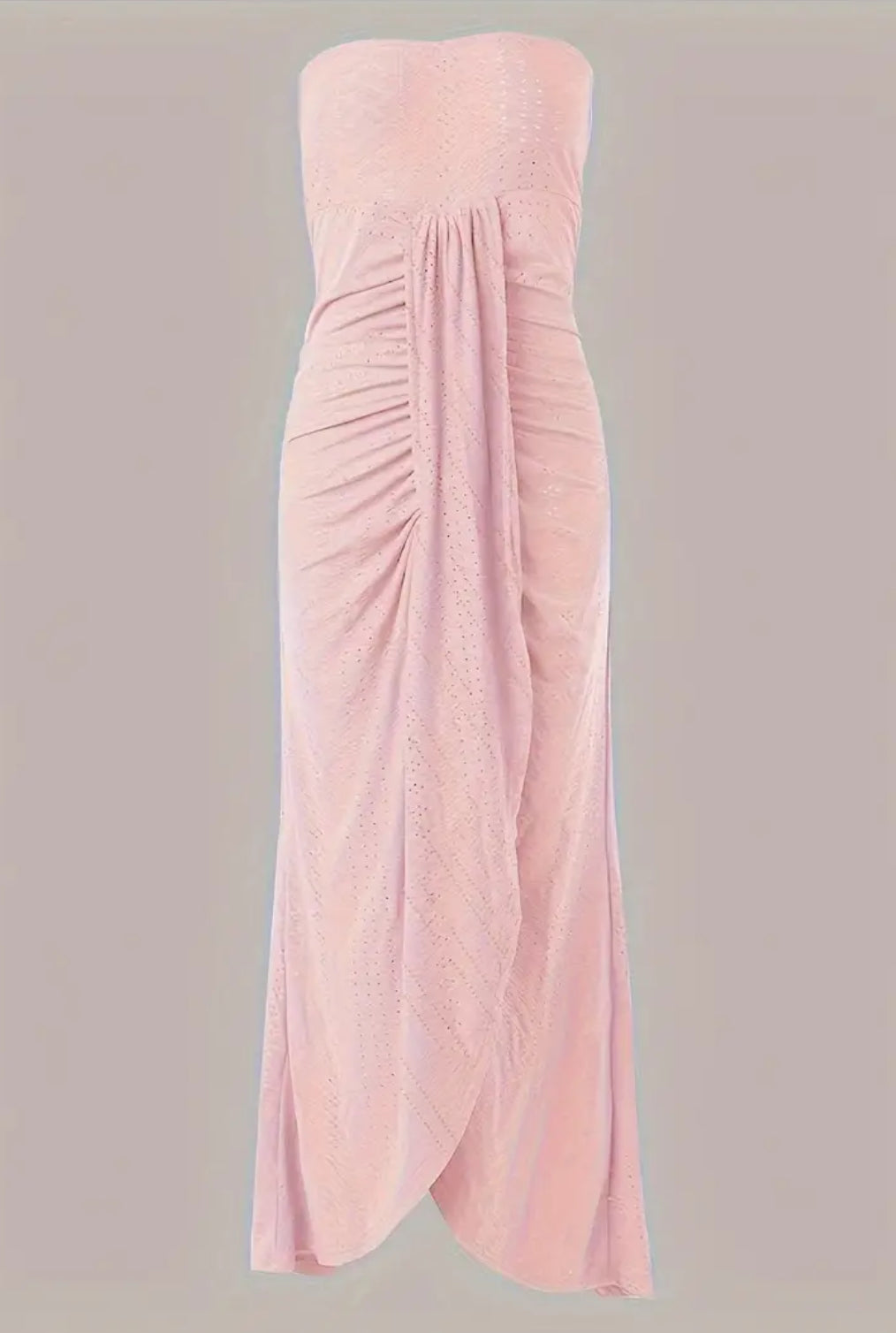 Stunning Eyelet Embroidered Wrap Tube Dress - Elegant Sleeveless Strapless Design