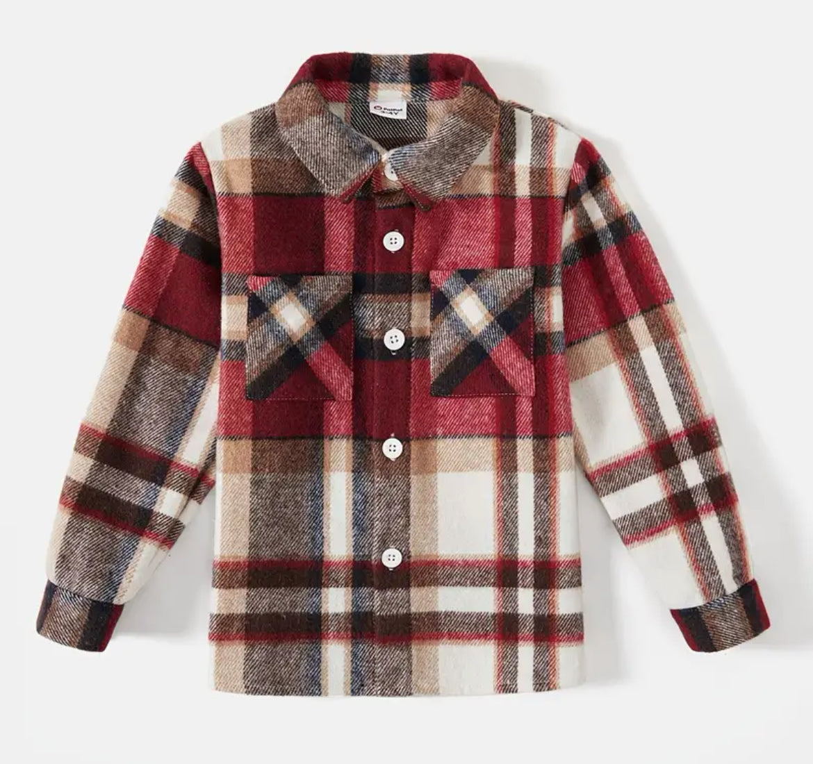 Family Matching Casual Long-sleeve Ribbed Spliced Plaid, My Family & Me Collection