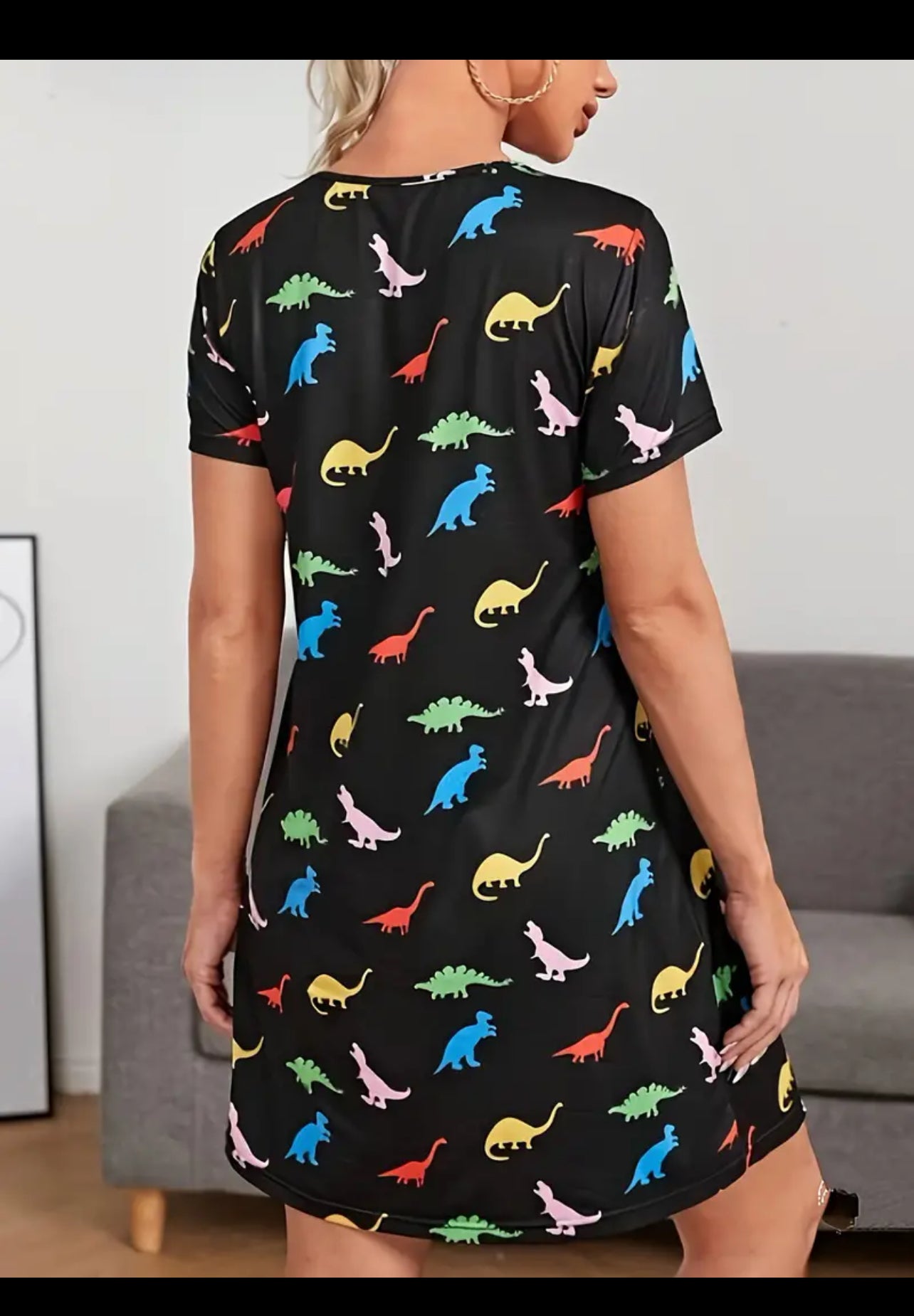 Colorful Dinosaur, Crew Neck Short Sleeve, Sleepwear, Long, Short or Tee