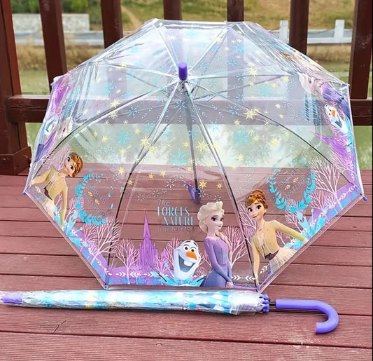 Disney’s ⛄️ Frozen Colorful Rainy Days Umbrella I Automatic Transparent Umbrella Durable Steel Frame with Colorful 