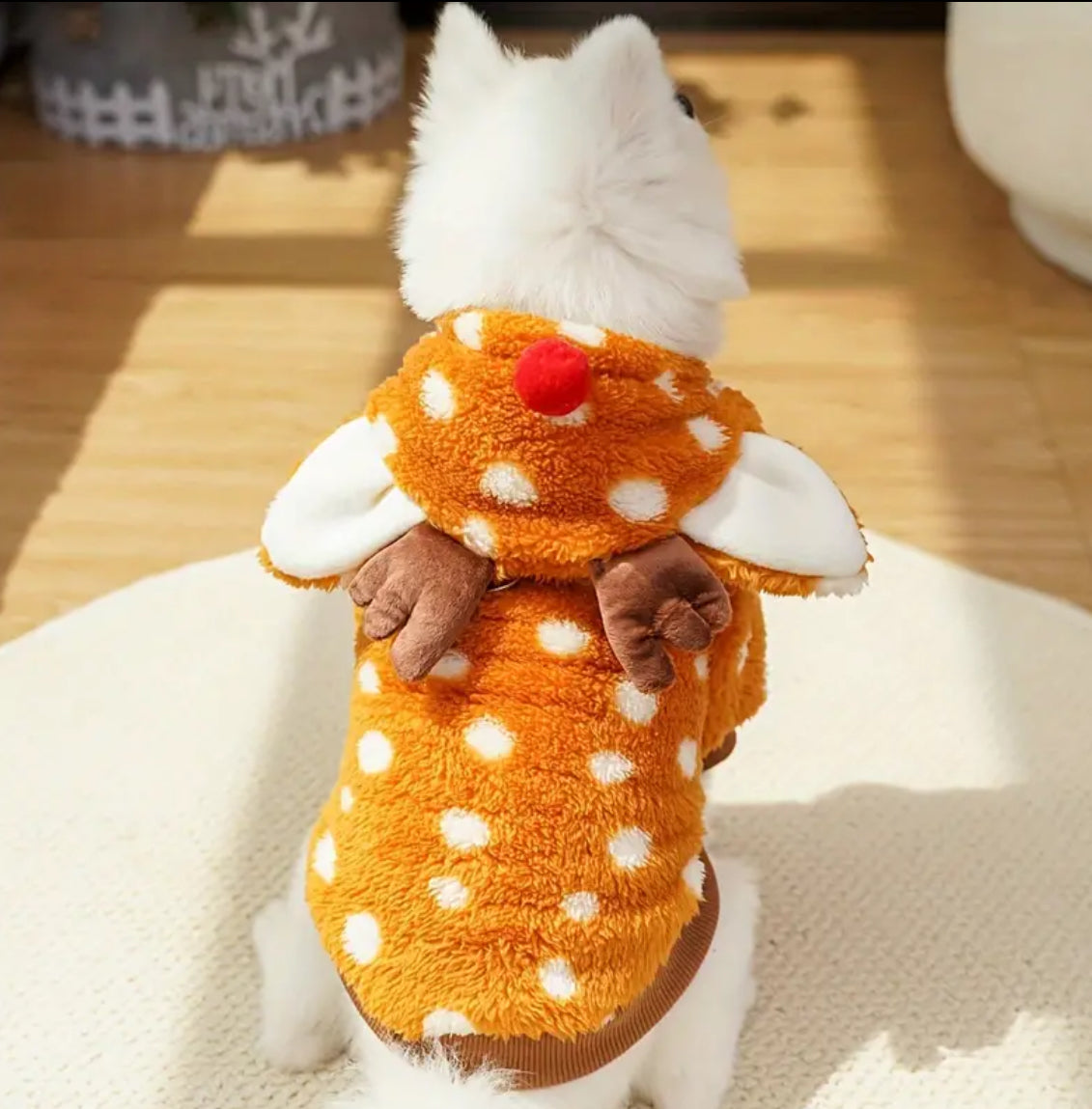 1pc Winter Reindeer Costume, Cozy Pullover for Small Breeds 🦌