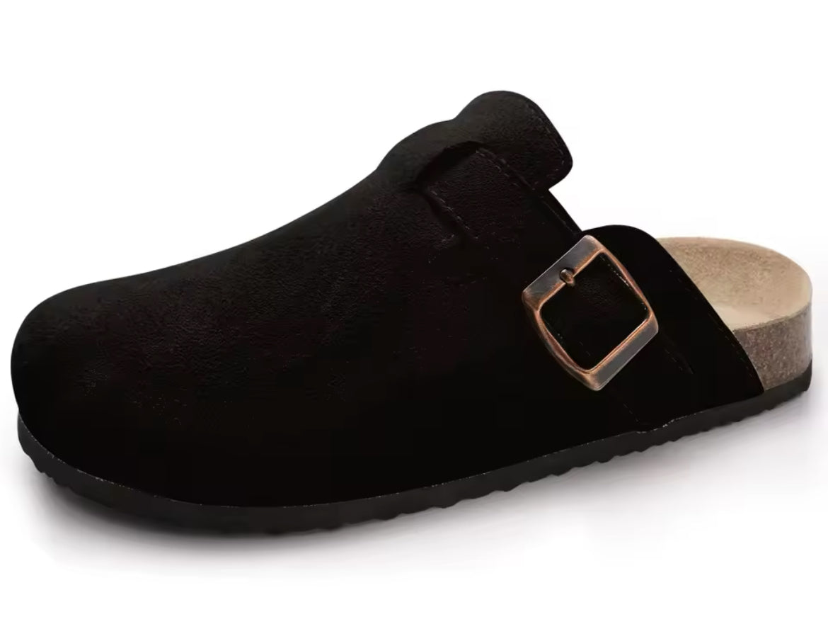 Men’s Cork Leather Mules, Comfort Shoes With Arch Support Indoor- Outdoor