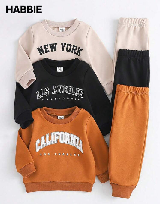 6pcs/Set, Round Neck Long Sleeve Hoodie And Pants, Gender Neutral