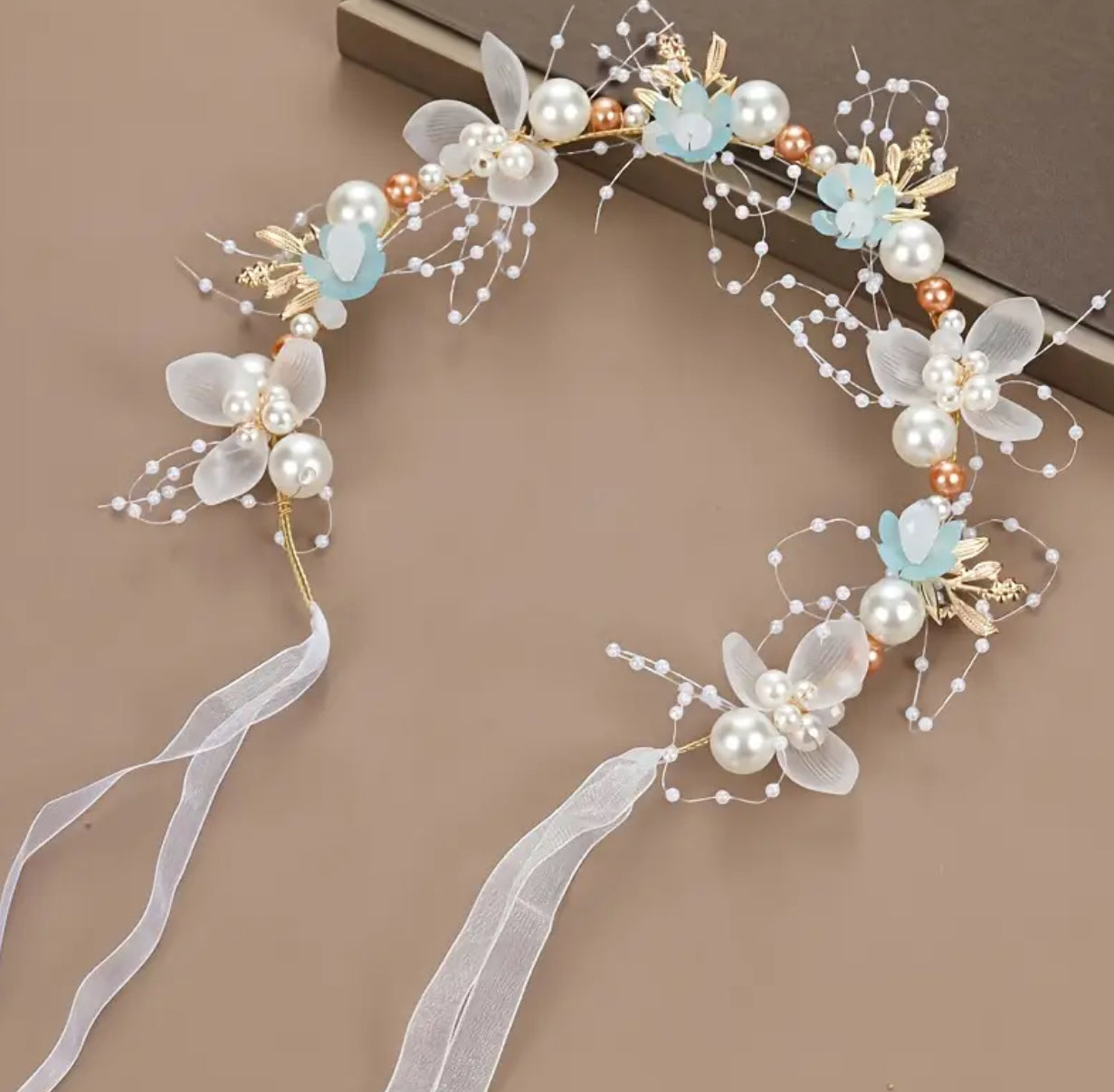 1PC Romantic Floral, Headband With Faux Pearls & Beads