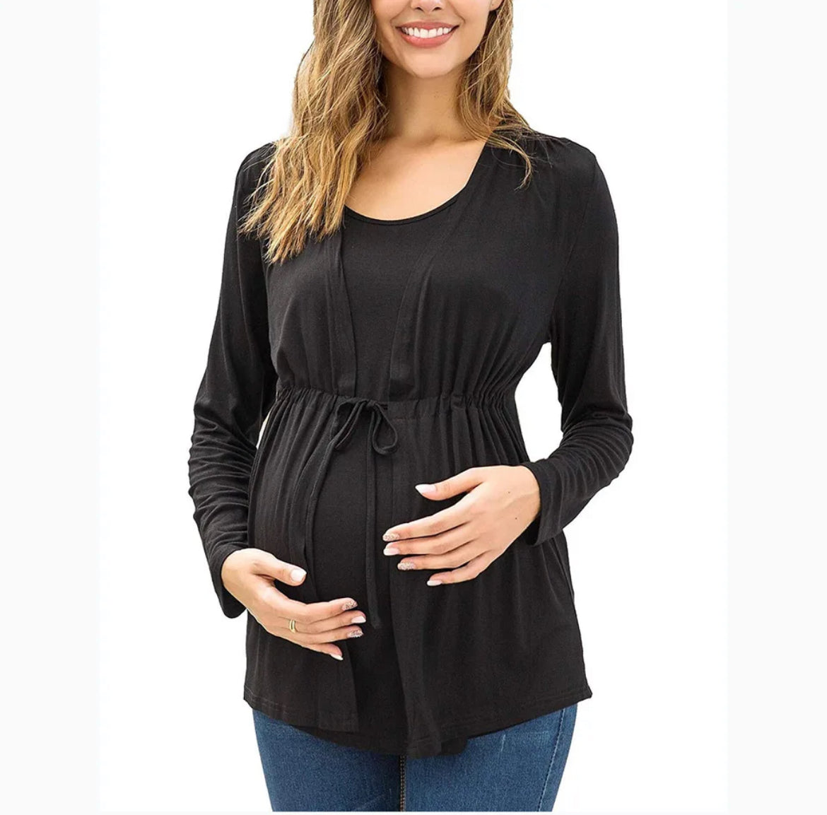 Long Sleeve Round Neck, Lace Up Breastfeeding Top