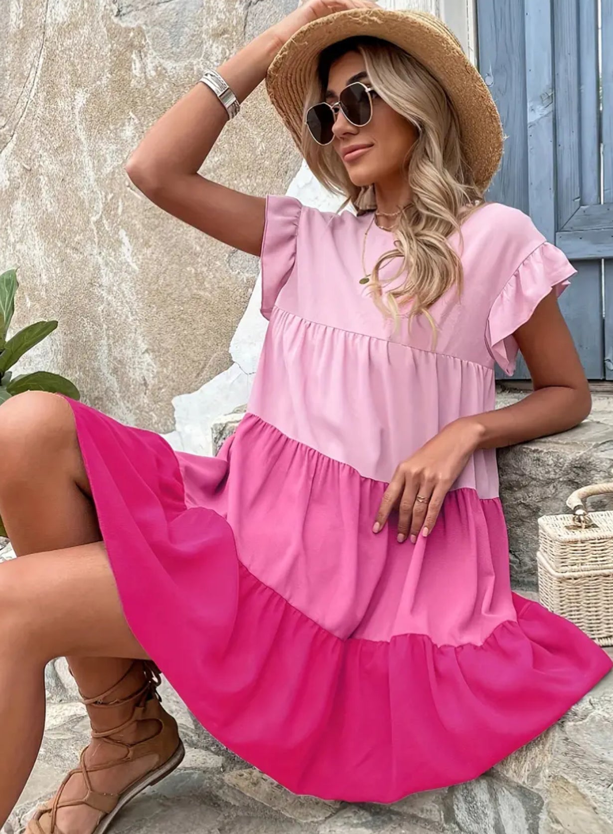 Spring 💐 Ruffle Trim Casual Dress