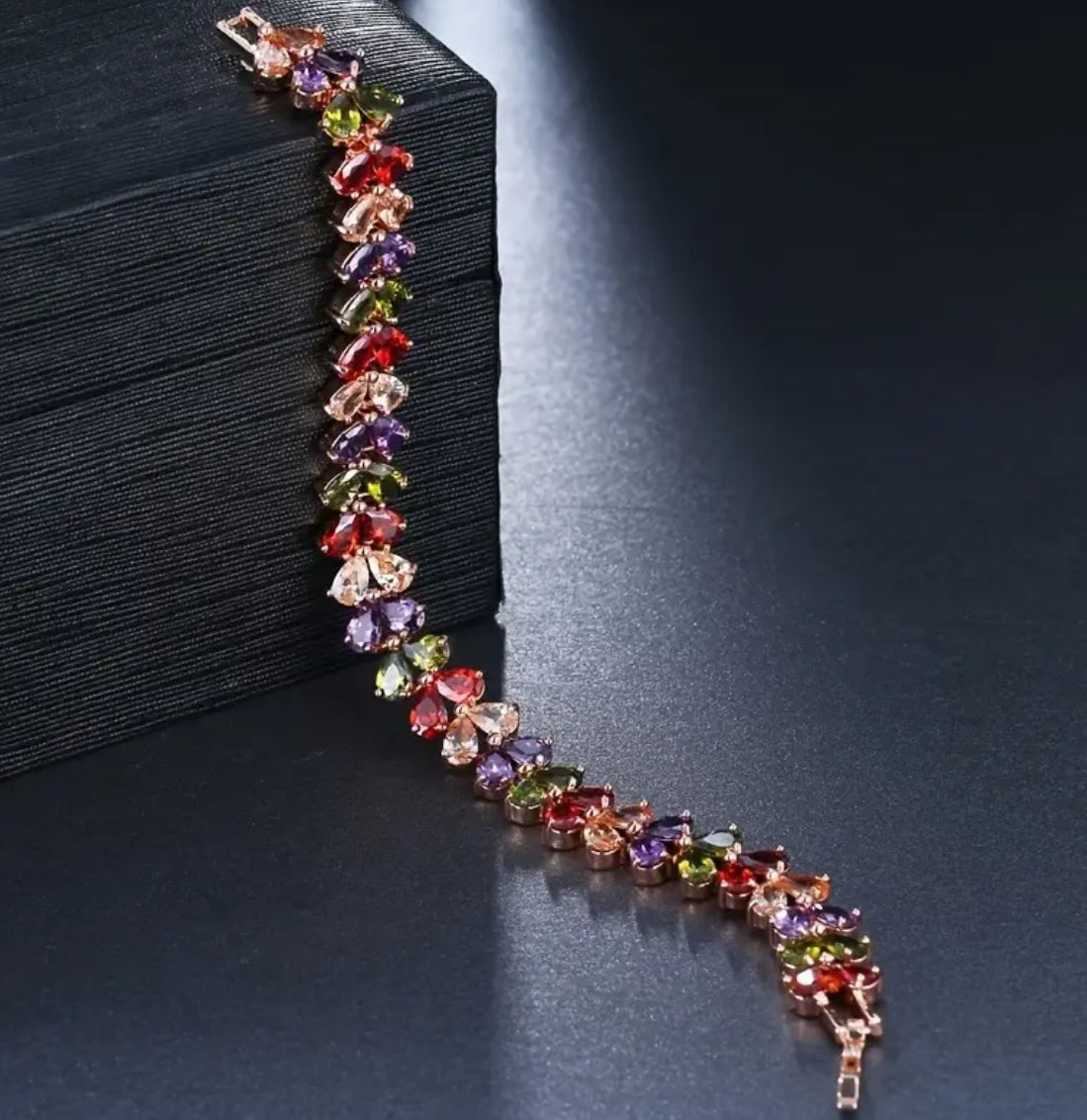 Colorful Willow Leaves With Double Rows Of Hearts Bracelet