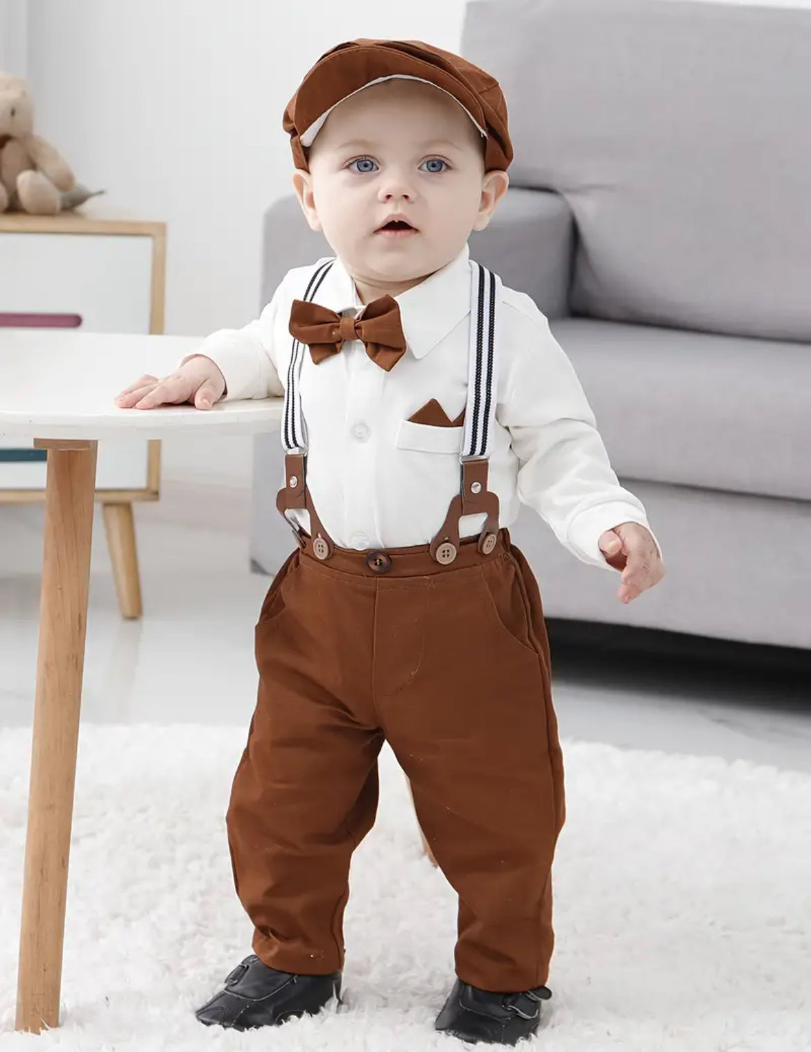 Baby boy fashion suit with suspenders