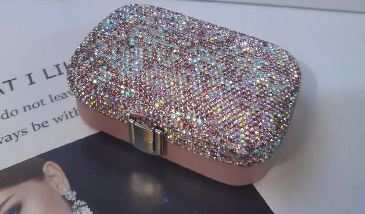 Luxury Rhinestones Jewelry Box, Portable