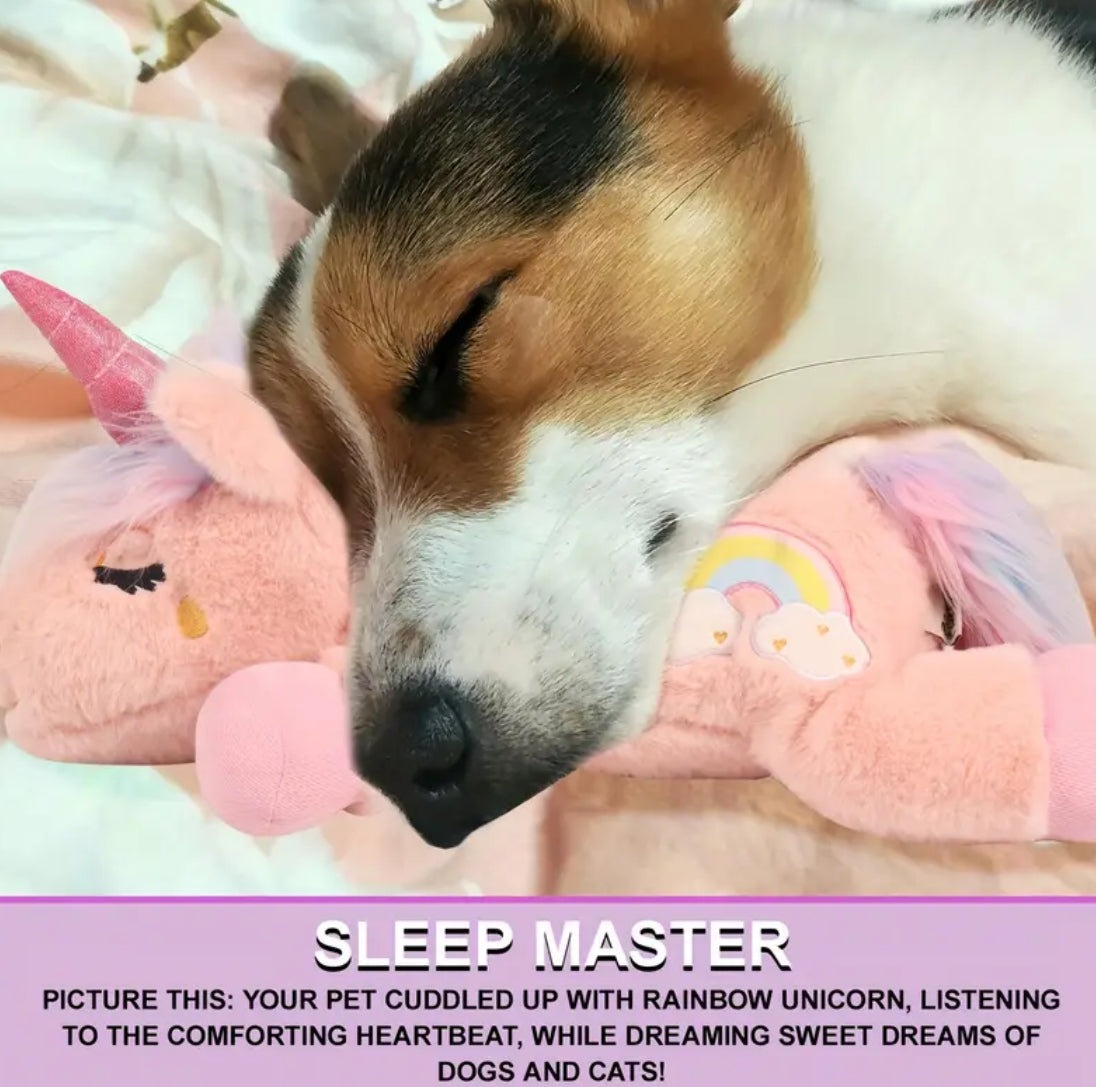 Large Unicorn 🦄 Heartbeat Sleep Companion Plush Dog Toy 🐾