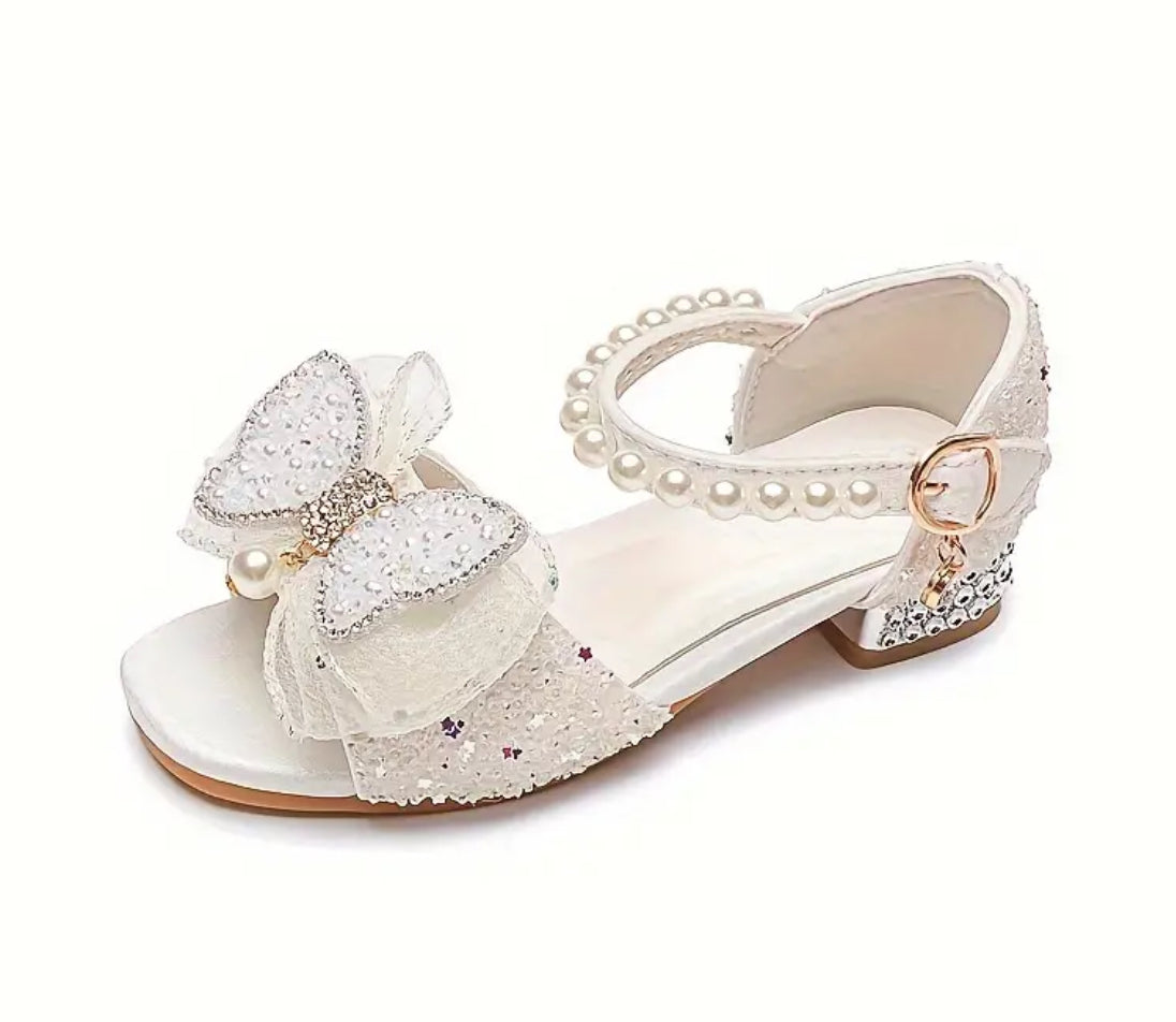 “Trendy Bowknot Pearls” Open, Elegant Flats For Girls