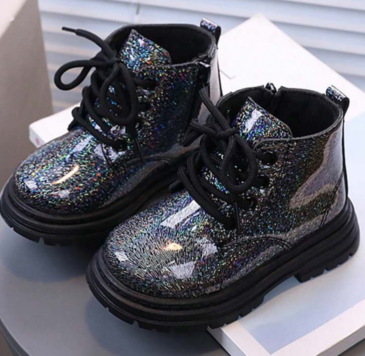 “Rainbow Sparkle Glitter” Girls, Short Boots