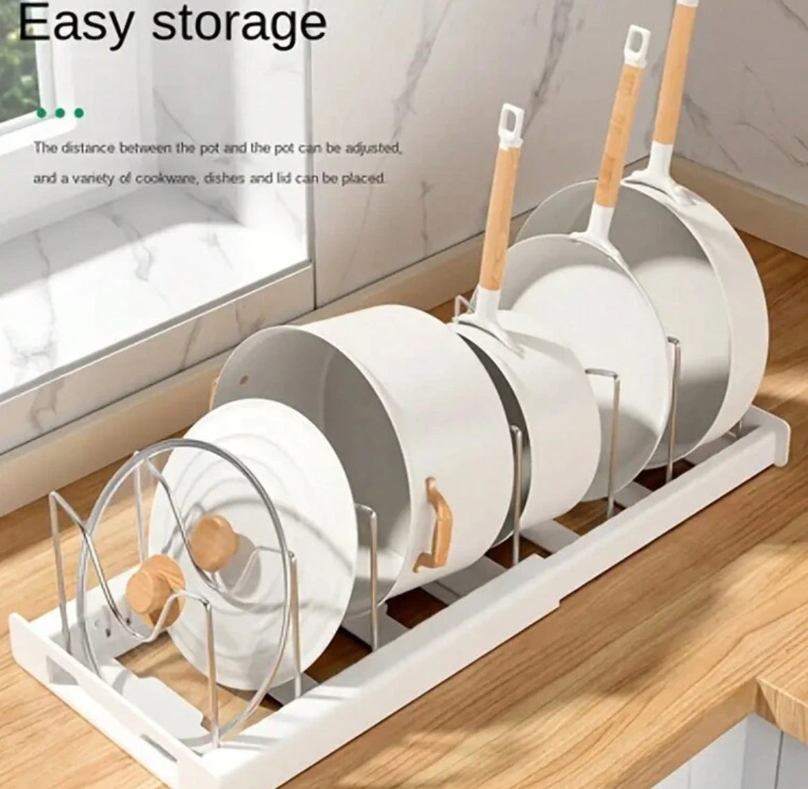 Pot+Pan Organizer 1pc |  Ultimate Kitchen Space Saving Expandable With Pot Lid Holder